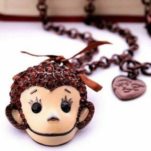Monkey Shines Rhinestone Betsey Johnson Necklace